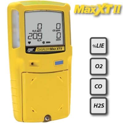 Le Gasalert Microclip XT est le détecteur 4 gaz portable le plus vendu du marché. Dans cette configuration standard, il mesure les concentrations en gaz explosibles (%LIE), en Oxygène (O2), en Monoxyde de Carbone (CO) et en Hydrogène Sulfuré (H2S).